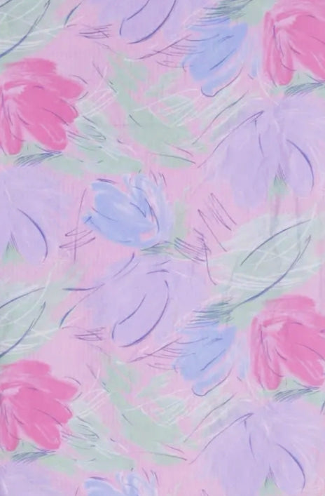 Kangas mittatilaukseen pastellikukat ryppypuuvilla